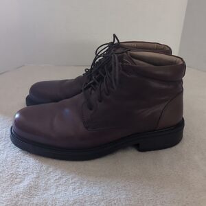 Vtg Bass Brown Leather Ankle Boots Made in Italy Mens 10.5 Derby Shoes Oxfords
